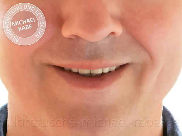 Vor der Porträtretusche: Dunkle Zähne heller und gelbliche Zähne neutralisieren 