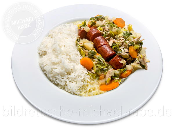 Nach der Bildretusche: Gemüseeintopf mit Reis