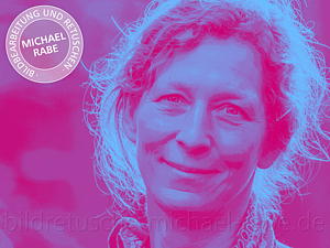 Siebdruckartiges Porträt mit grafischen Charakter: Tonwerte getrennt und eingefärbt