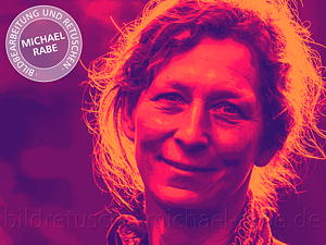 Siebdruckartiges Porträt mit grafischen Charakter: Tonwerte getrennt und eingefärbt