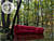 Fotomontage und Composing: Ein rotes Sofa versinkt im Sumpf