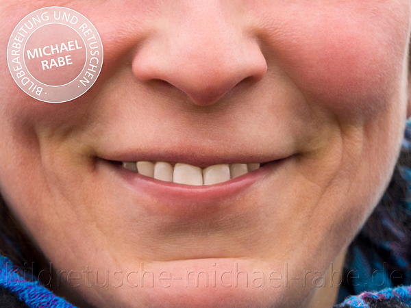 Nach der Porträtretusche: Zähne weisser und heller machen