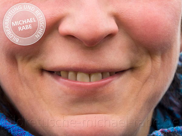Vor der Porträtretusche: Zähne weisser und heller machen